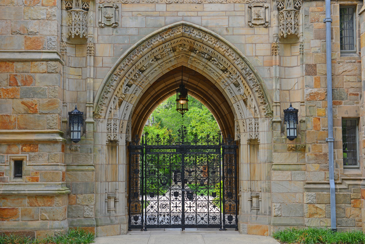 Gateway to Branford Hall in Yale University, New Haven, Connecticut, CT, USA.